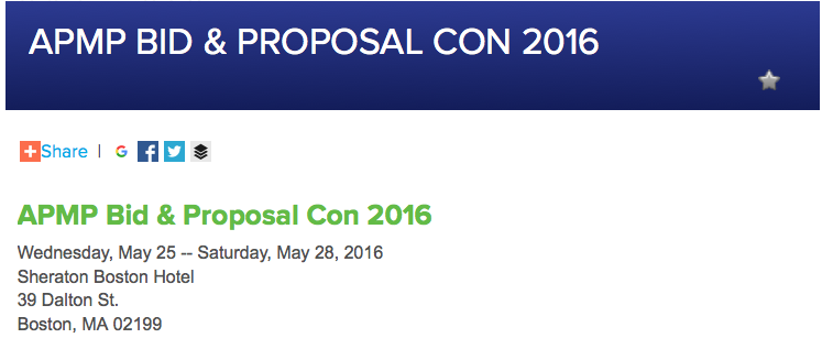May 25, 2016: APMP Bid & Proposal Con (featured Speaker)