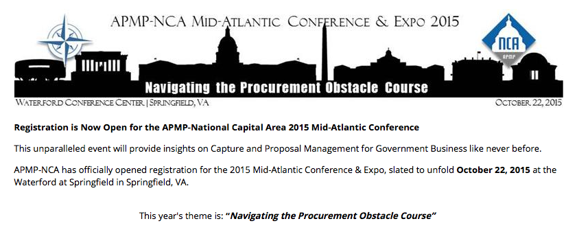 APMP-NCA Mid-Atlantic Conference (featured Speaker) October 22, 2015